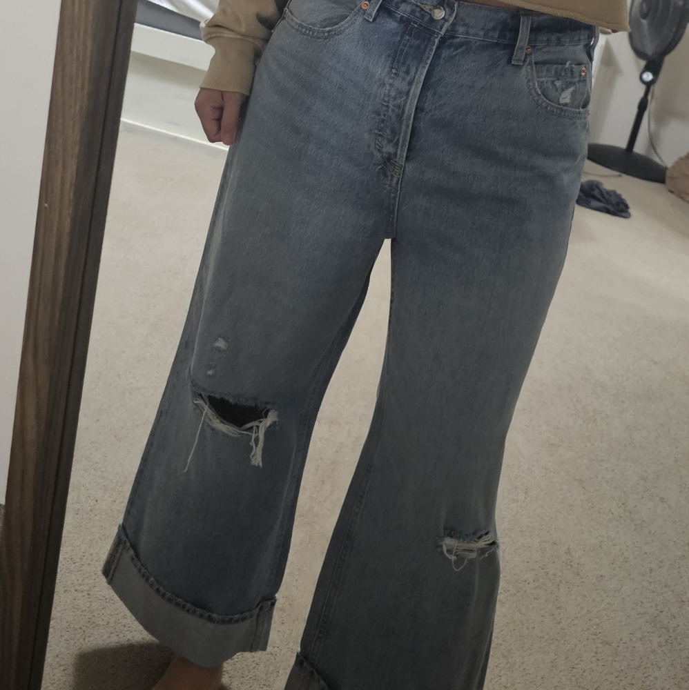 Universal Thread Blue Distressed Flare Jeans